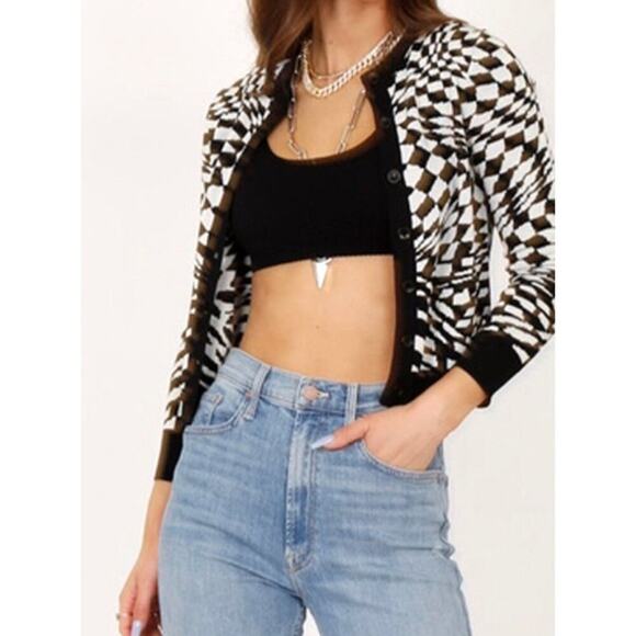 Daydreamer Cardigan XS New Black/White Long Sleeve Eclipse Wave - Picture 1 of 8